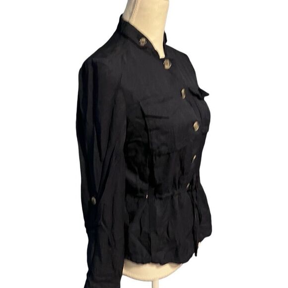 White House Black Market Modal Lyocell Blend Soft Utility Jacket Black Size 2 - Picture 2 of 7